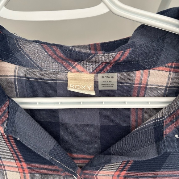 Roxy Navy and Red Plaid Shirt - Picture 2 of 4